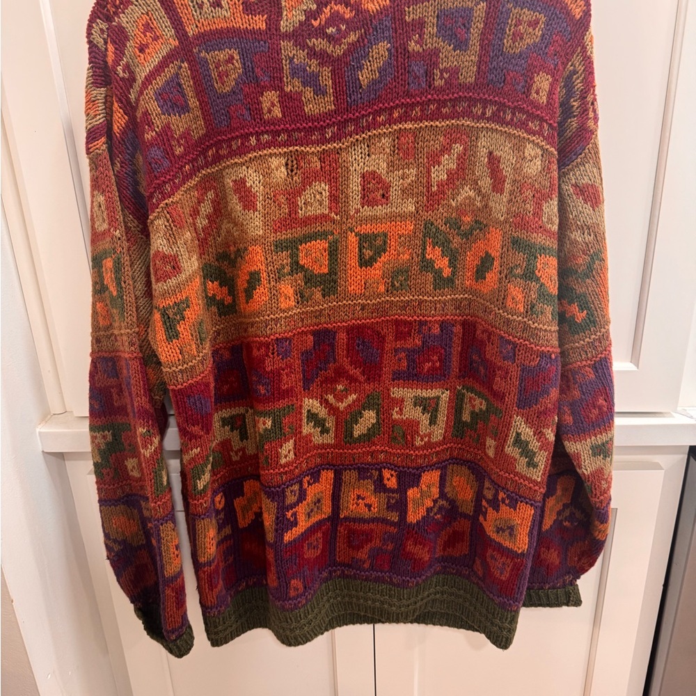 Vintage Ralph Lauren patchwork Crewneck Sweater Handknit 90’s - Picture 4 of 5